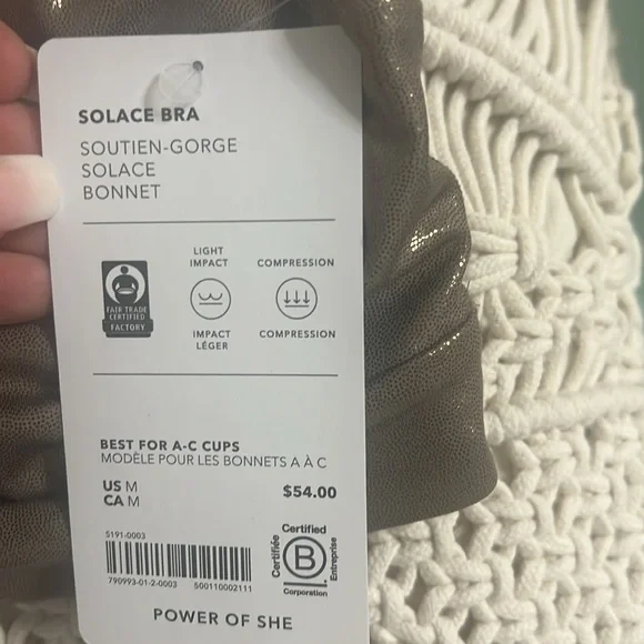 NWT Athleta Gold Metallic Solace Sports Bra- Size Medium - Picture 7 of 9